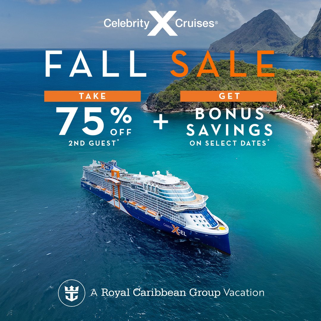 Celebrity Cruises Fall Sale — take 75% off the second guest plus bonus savings on select dates