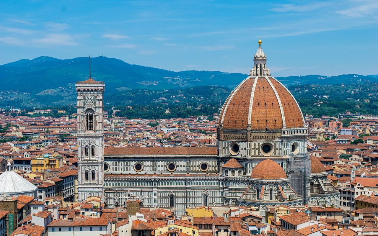 Florence Cathedral and Giotto's bell tower above the city's rooftops