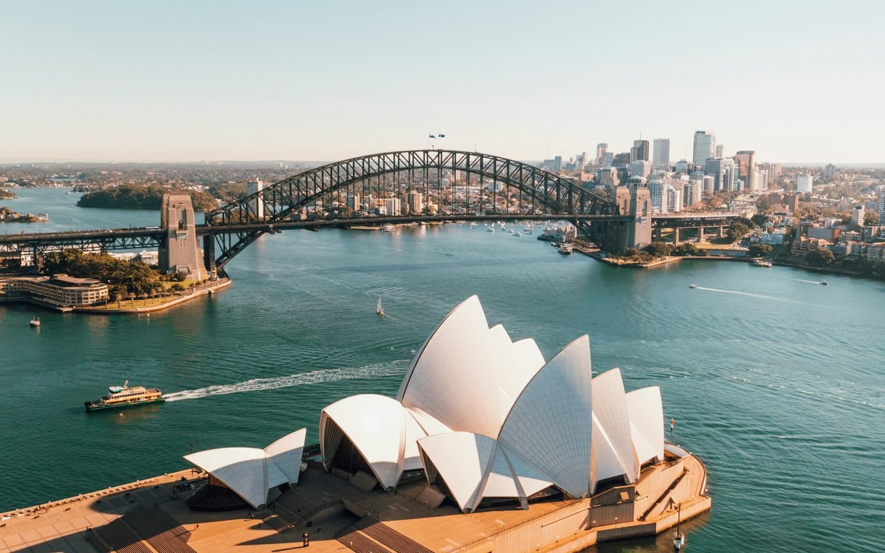 Sydney Opera House and Harbour Bridge from above